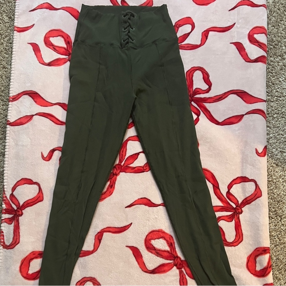 Aerie Forest Lace-Up High-Waisted Leggings